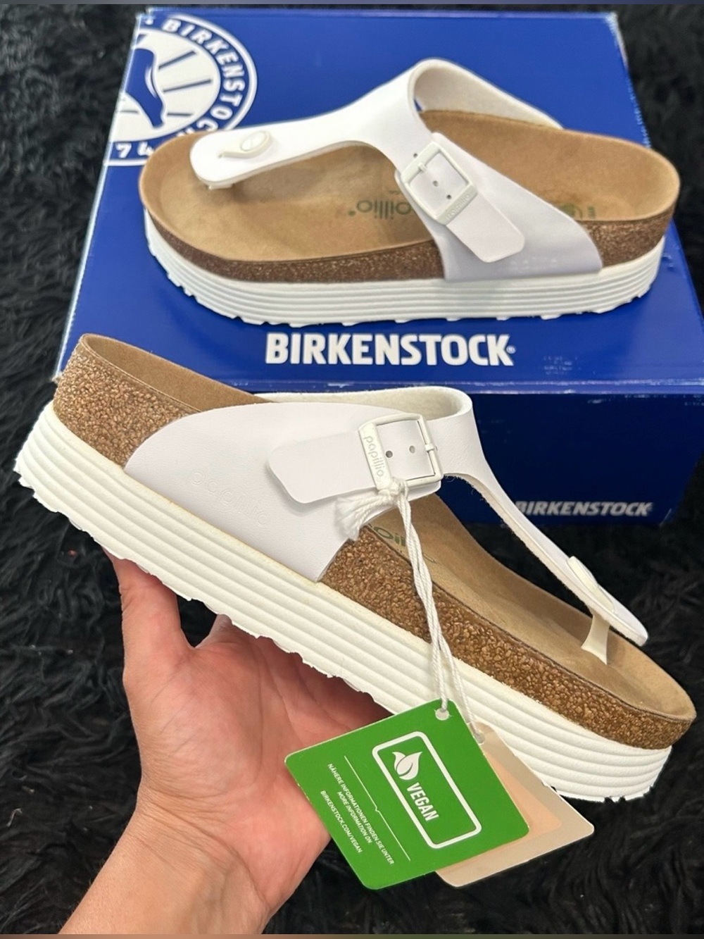 Birkenstock 💅 Papillio Gizeh Flex Vegan Leather White Platform Sandals 37 39 NEW - Picture 5 of 9
